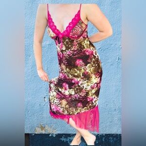 Moody floral Grunge fairy burnout maxi dress dark floral lace trim Y2K